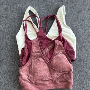 Women’s Gymshark & Fabletics Sports Bras – Burgundy & Cream